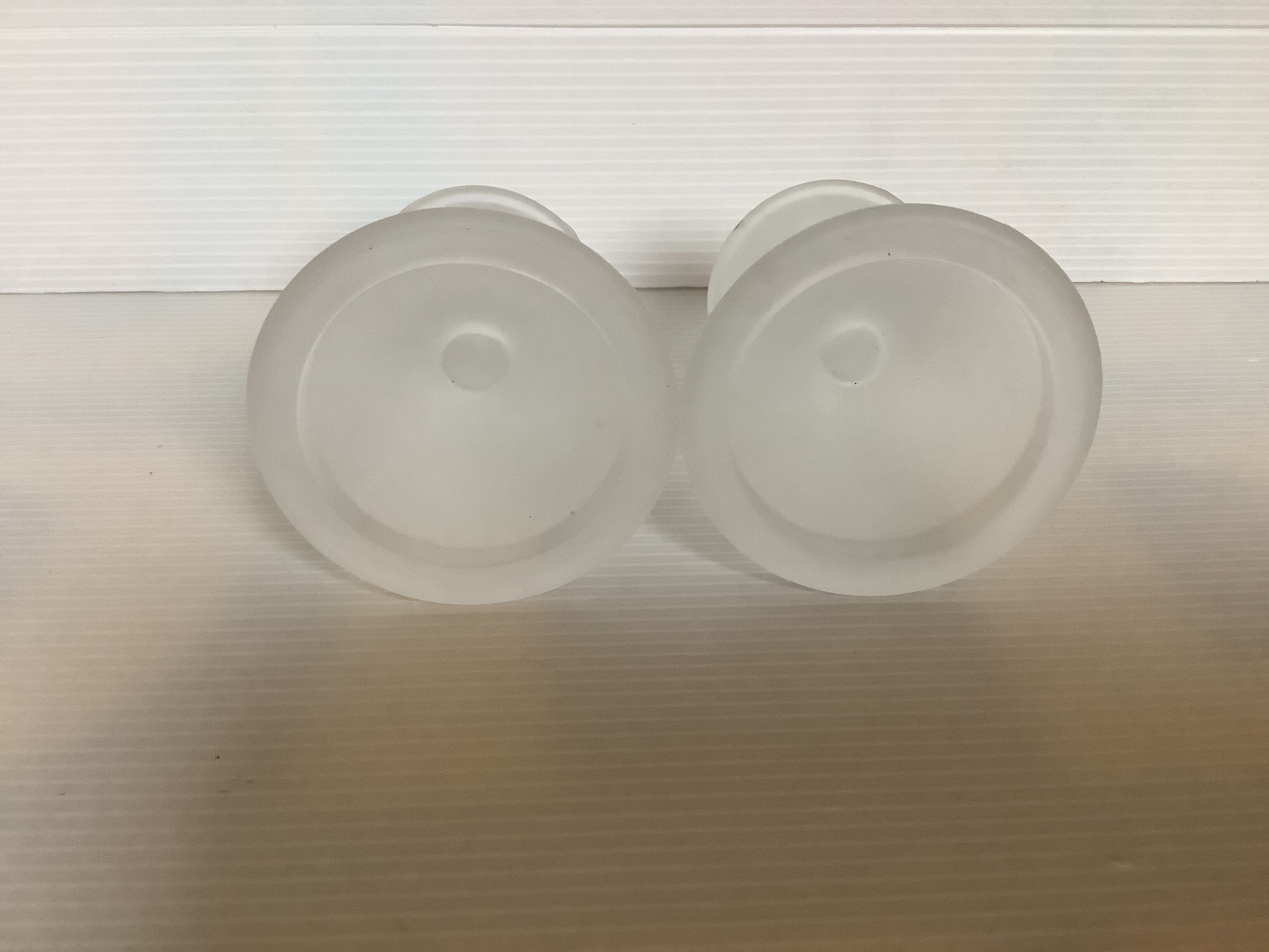 Pair of frosted glass candle holders