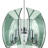 Glass and chrome chandelier in the Fontana Arte style, mid-century, Italy, 1960s.