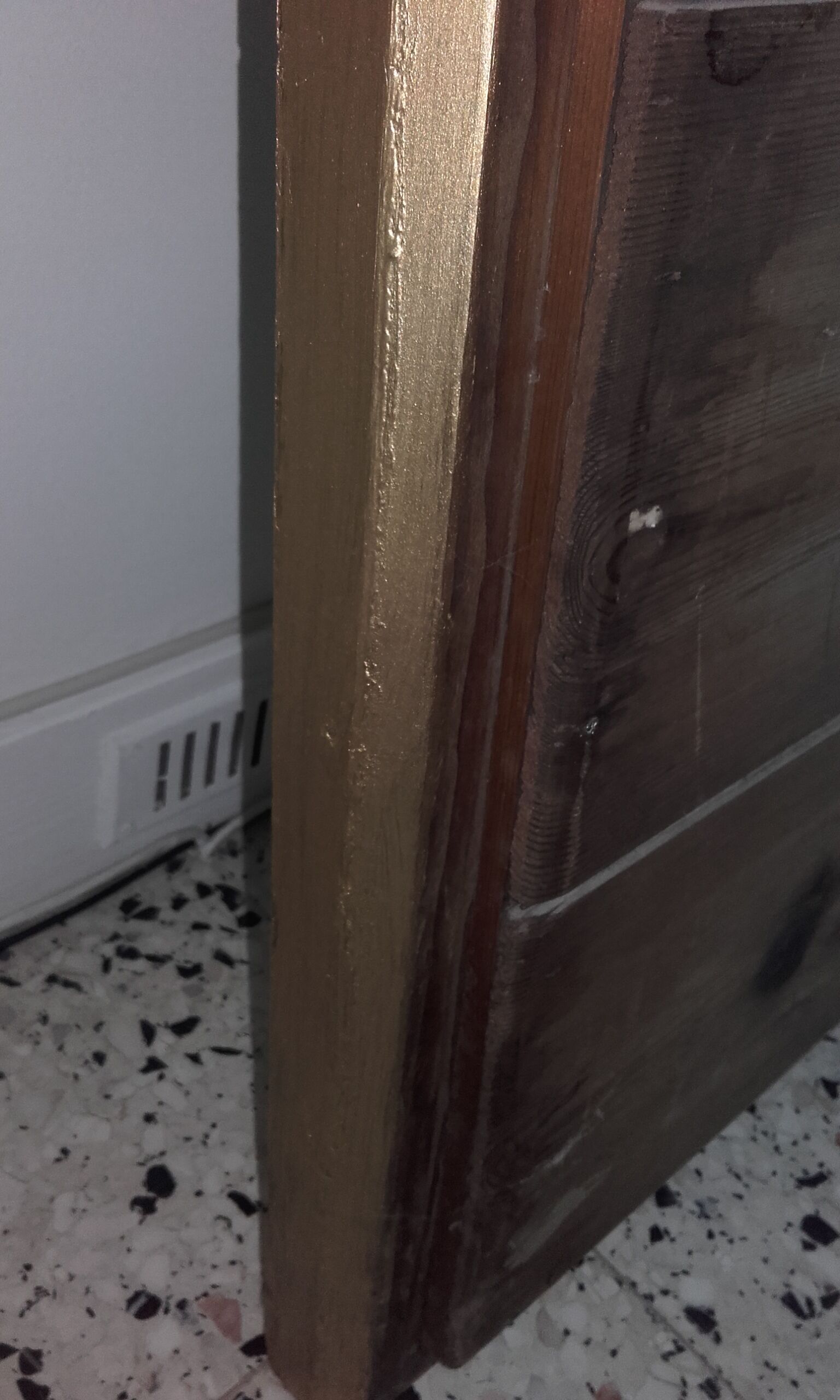 Louis Philippe fireplace mirror, old wood and stucco, mercury ice cream