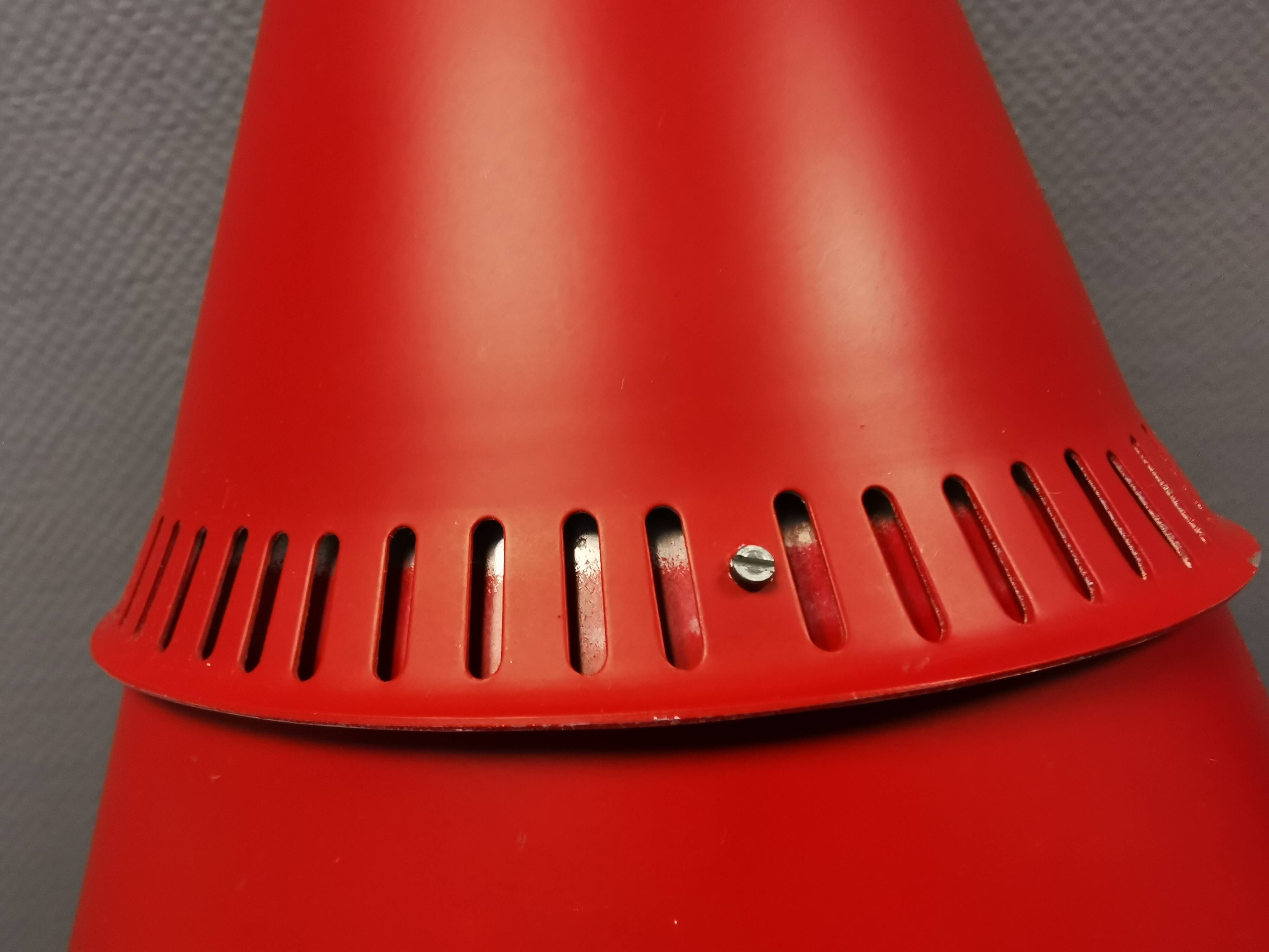 Knud Hjerting Metal layered cone-shaped hanging lamp with perforated detail on the edge. Model P208