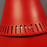 Knud Hjerting Metal layered cone-shaped hanging lamp with perforated detail on the edge. Model P208
