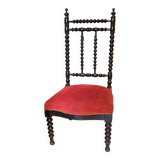 Napoleon III Prie Dieu chair, black wood, red velvet, 1900