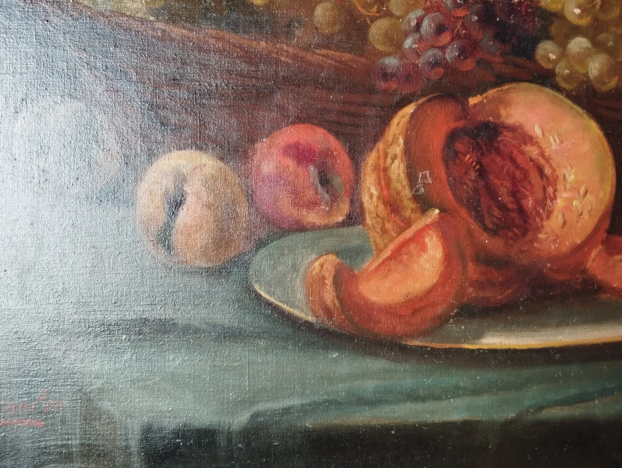 François Xavier Krugler composition with fruits oil on canvas signed
