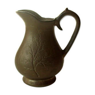 Solid heavy brass pitcher - vase with engraving, vintage from the 1960s
