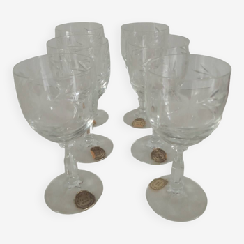 6 hand-cut crystal water glasses