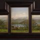 Triptyque de peintures vue du lac de Lugano, 20e siècle