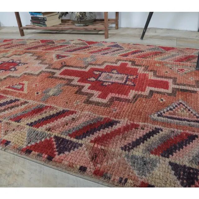 Vintage Natural Turkish Hand-Knotted Pink Runner 80x360