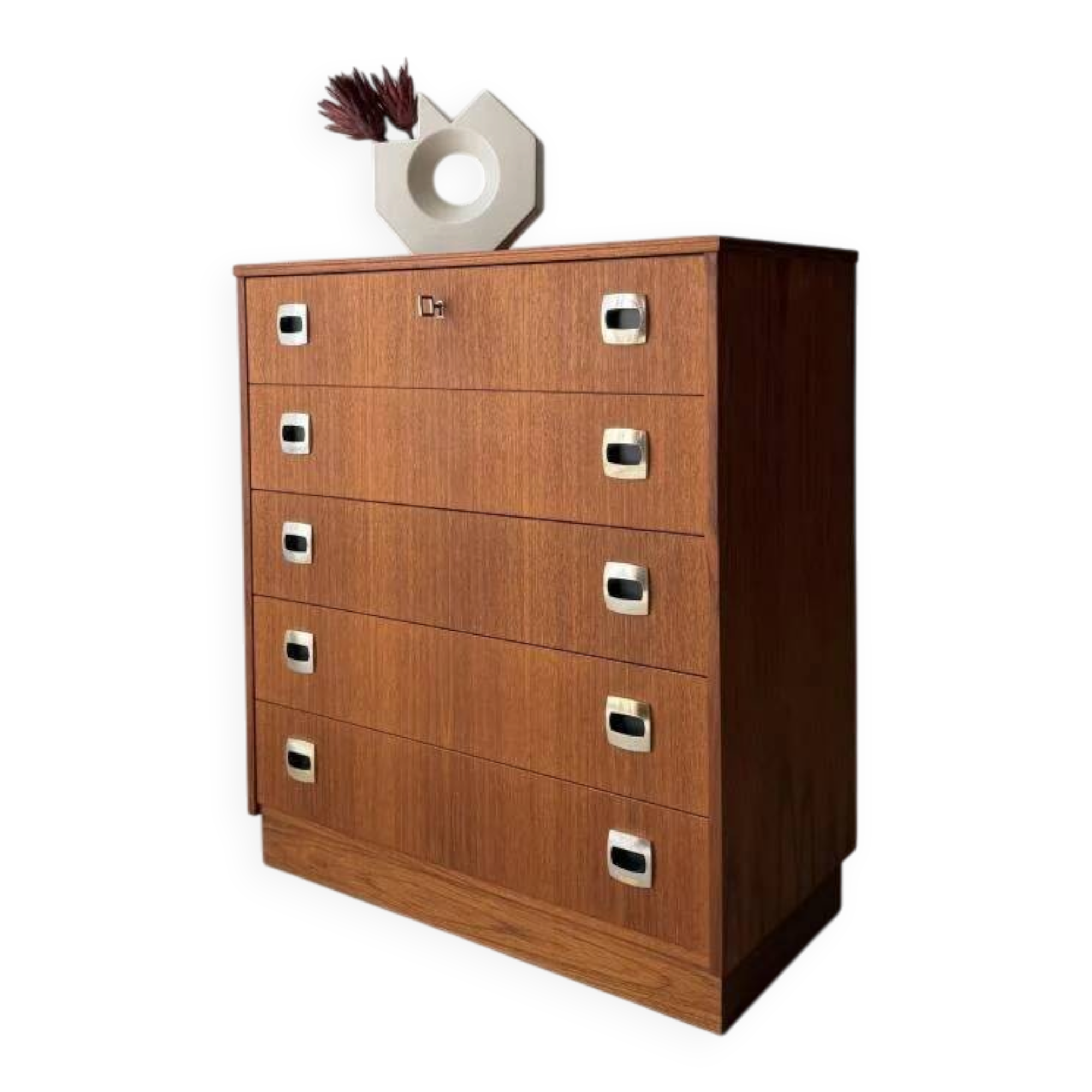 Swedish mid-century chest of drawers teak five drawers