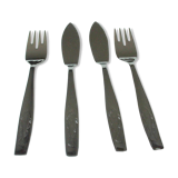 Stainless steel fish cutlery - set of 6 forks and 6 knifes - vintage from the 1970s