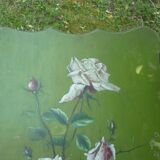 wooden side table painted flowers