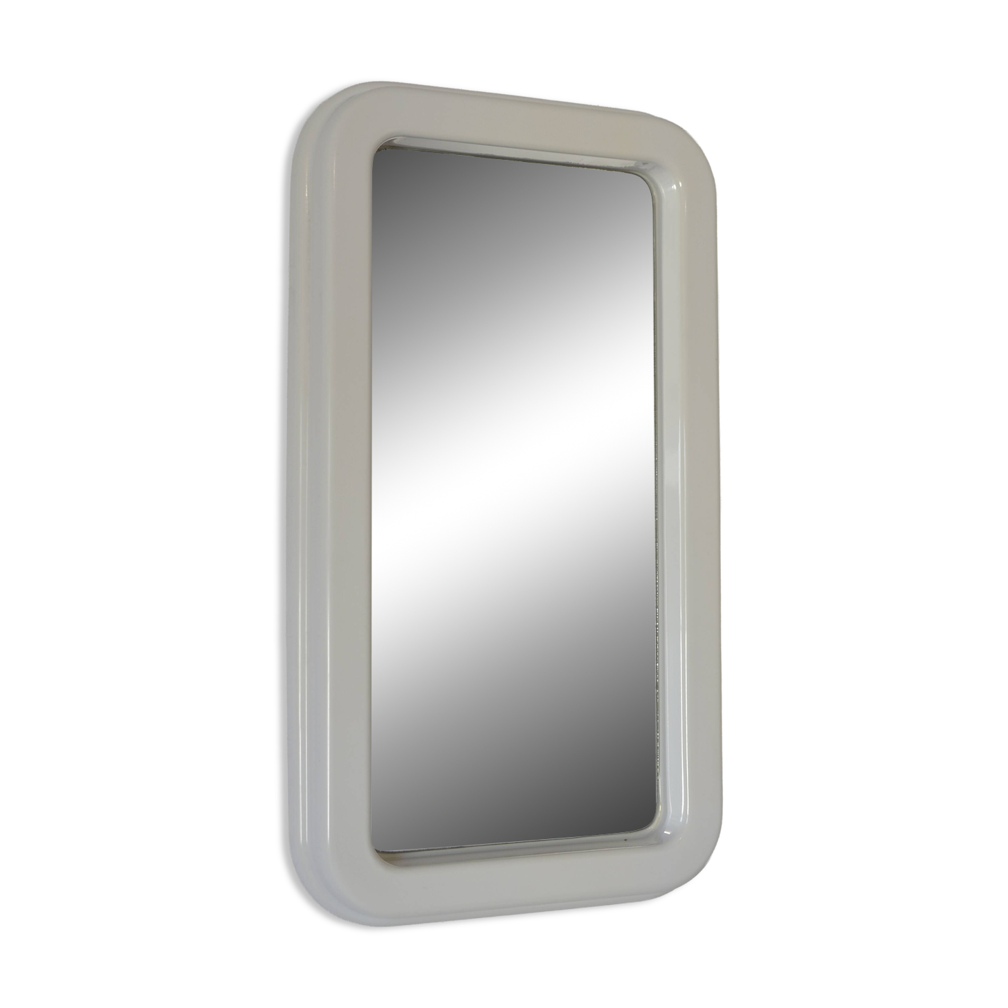 Miroir mural en plastique blanc style Space Age vintage Mid-Century Modern (MCM), Yougoslavie, années 1970