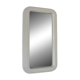 Vintage Space Age Mirror MCM, Yugoslavia 1970's White Plastic Wall Mirror