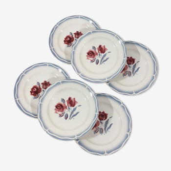 Set of 6 dinner plates by Digoin named Alesia