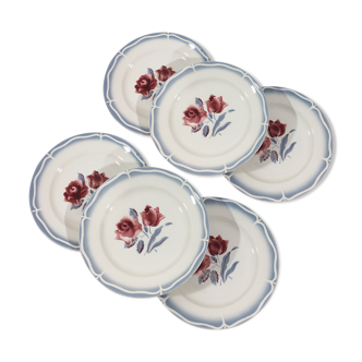 Set of 6 dinner plates by Digoin named Alesia