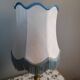 Table lamp bronze foot lampshade pagoda white and blue 50s