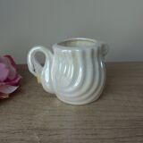 Iridescent White Ceramic Swan, Toothbrush Holder Swan, Bathroom Decoration Swan