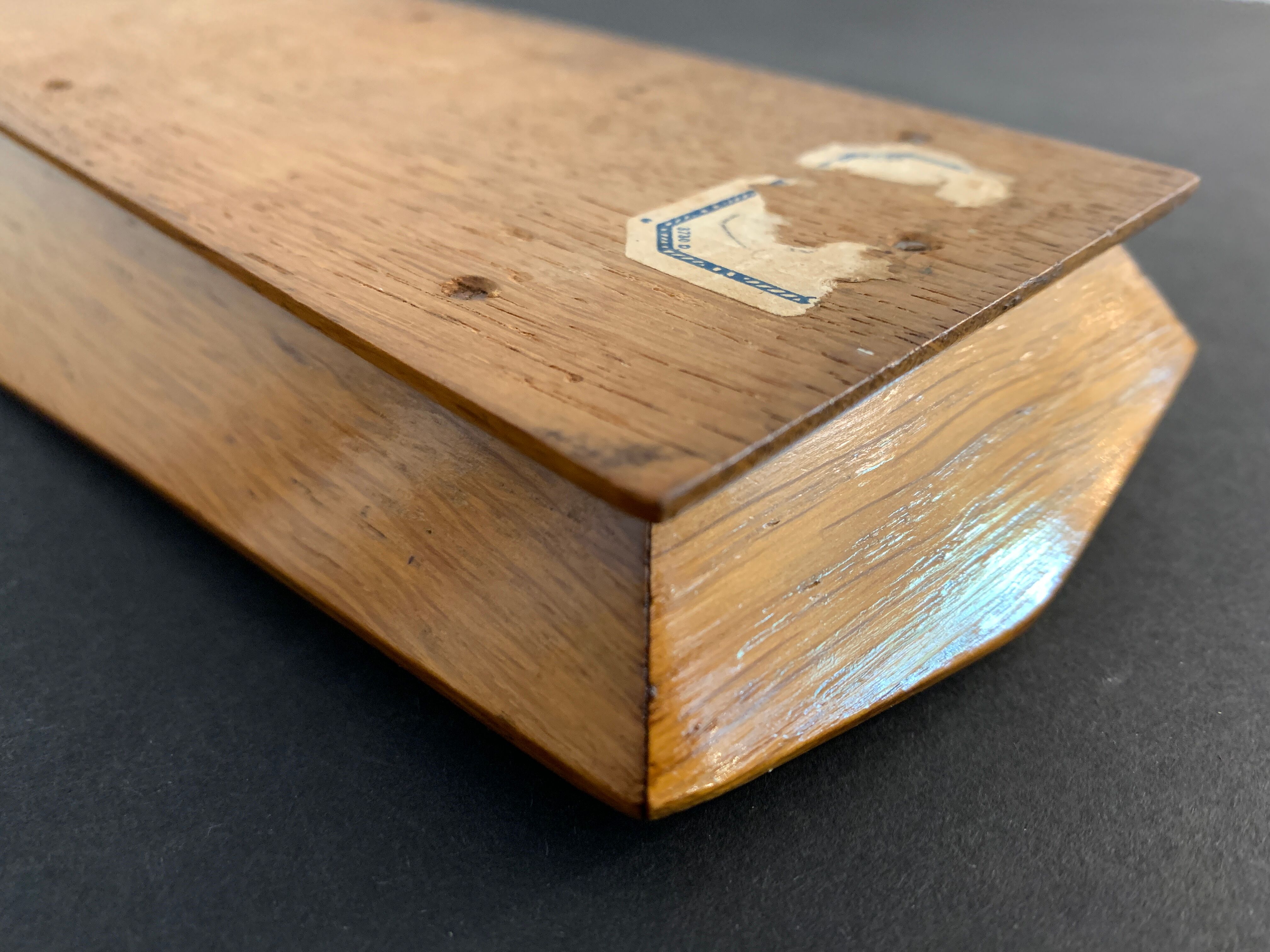 Wooden pencil holder with brass inserts, NINETEENTH