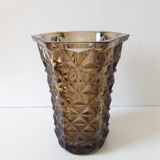 Vase gris en verre vintage