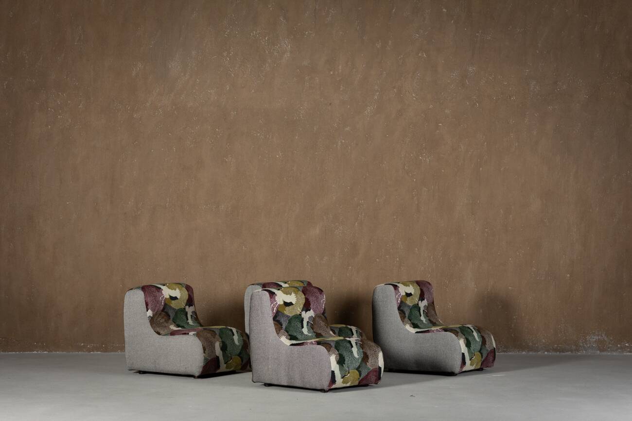 Italian modular sofa (1970) in Freedom Flight velvet – 3-piece