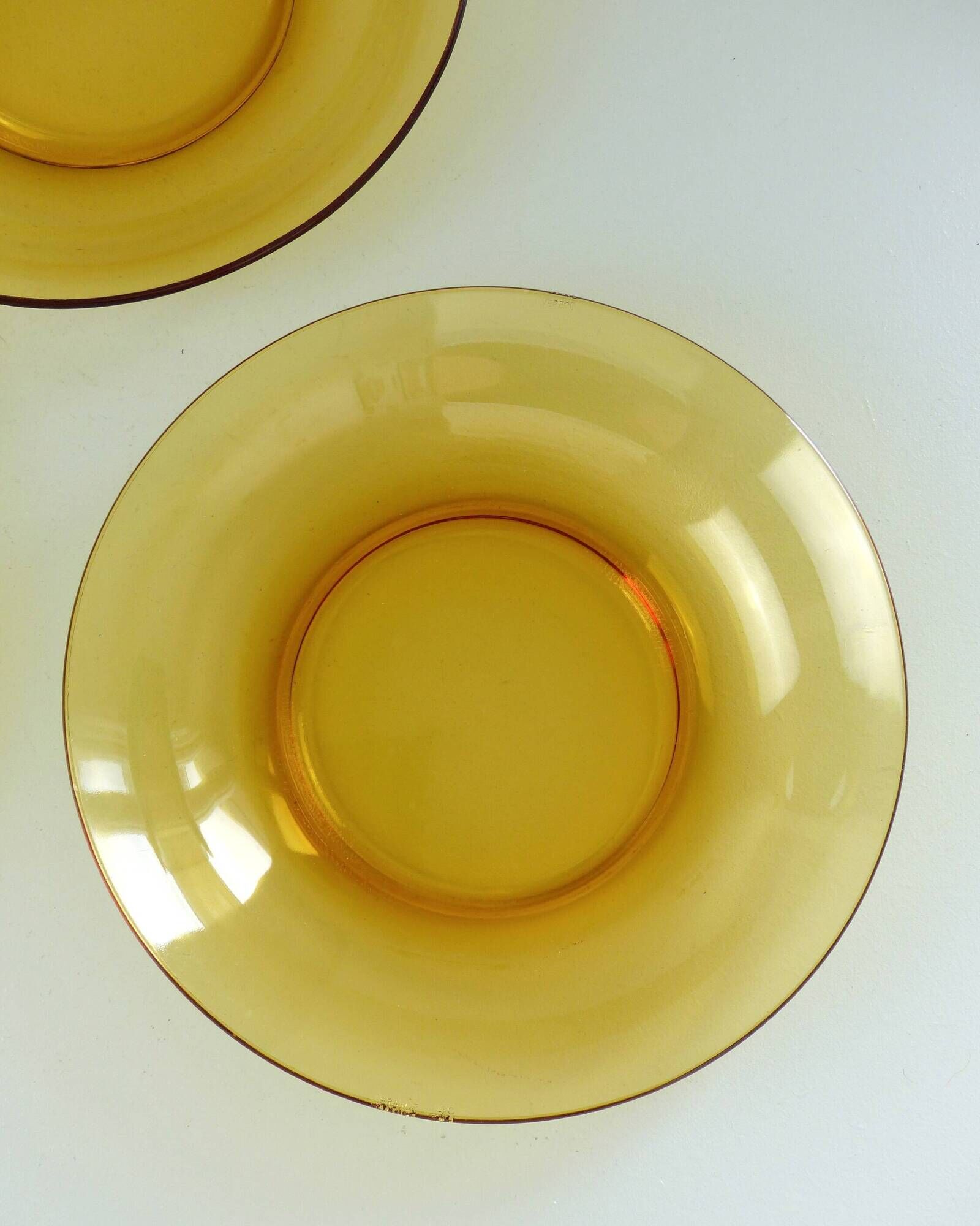 Set of 6 Vereco orange smoked glass plates