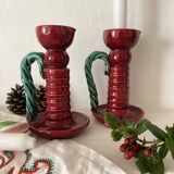 1950s earthenware candlesticks