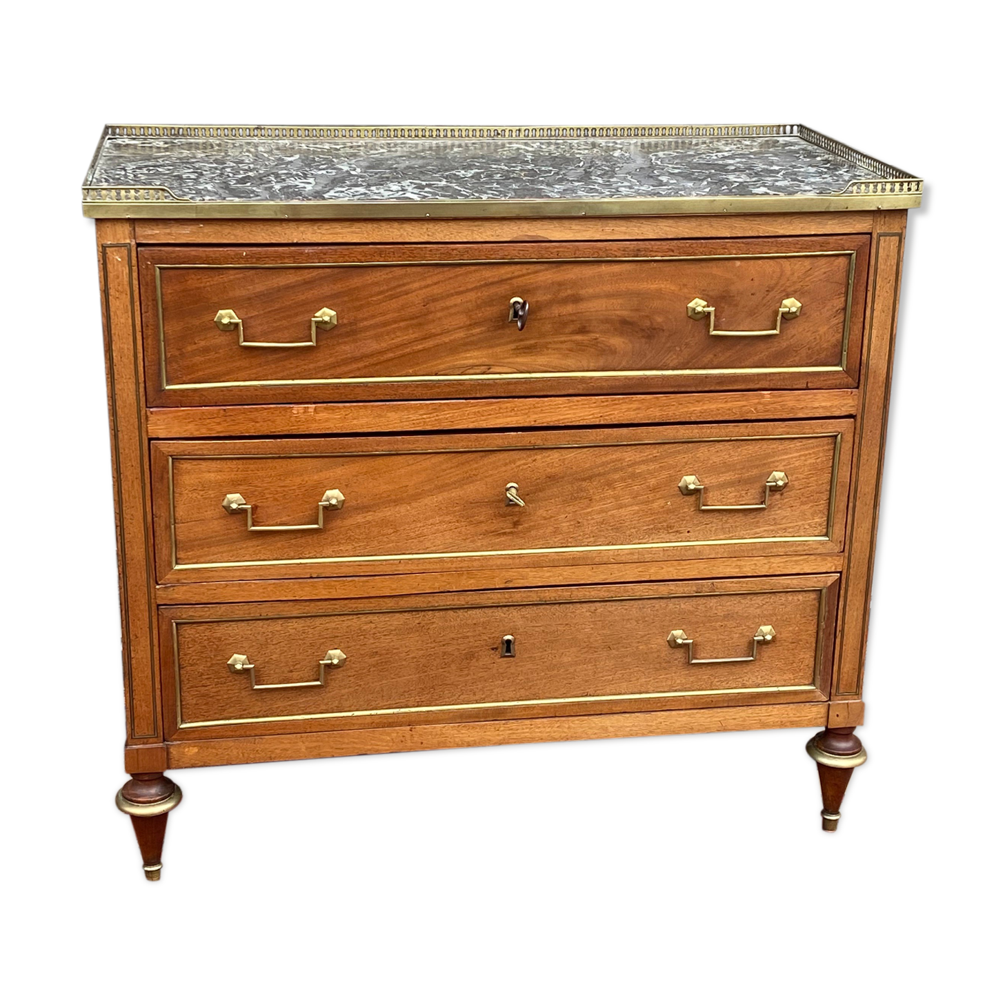 Chest of drawers in mahogany forming secretary of the period louis xvi