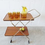Amber glasses with carafe, italian drinking set 70s