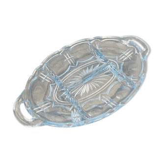 Dish servant aperitif blue glass art deco