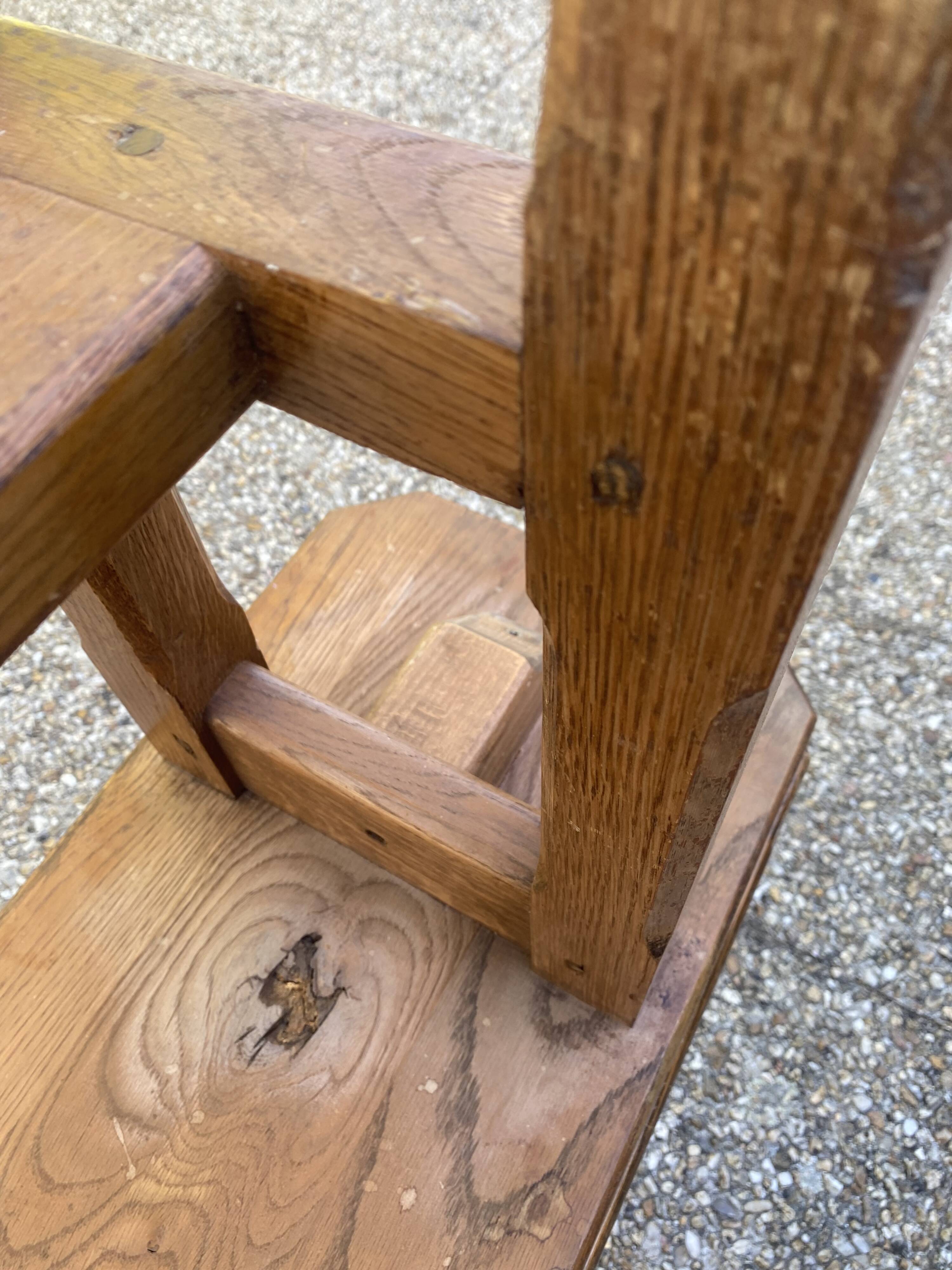Solid oak farmhouse bench 220cm for rustic farmhouse table 1950