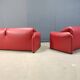 Leather Maralunga sofa set by Vico Magistretti for Cassina, 1980s