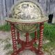Former Bar Mappemonde Structure Wood Torsadé - Globe Metal Turning Vintage