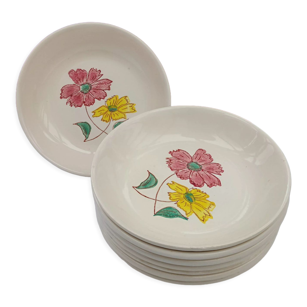 Lot de 8 assiettes creuse vintage - modèle Janine et Cannes de Digoin Sarrr
