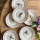 Set of 6 flat plates vintage model Moineaux de Paris de Gien