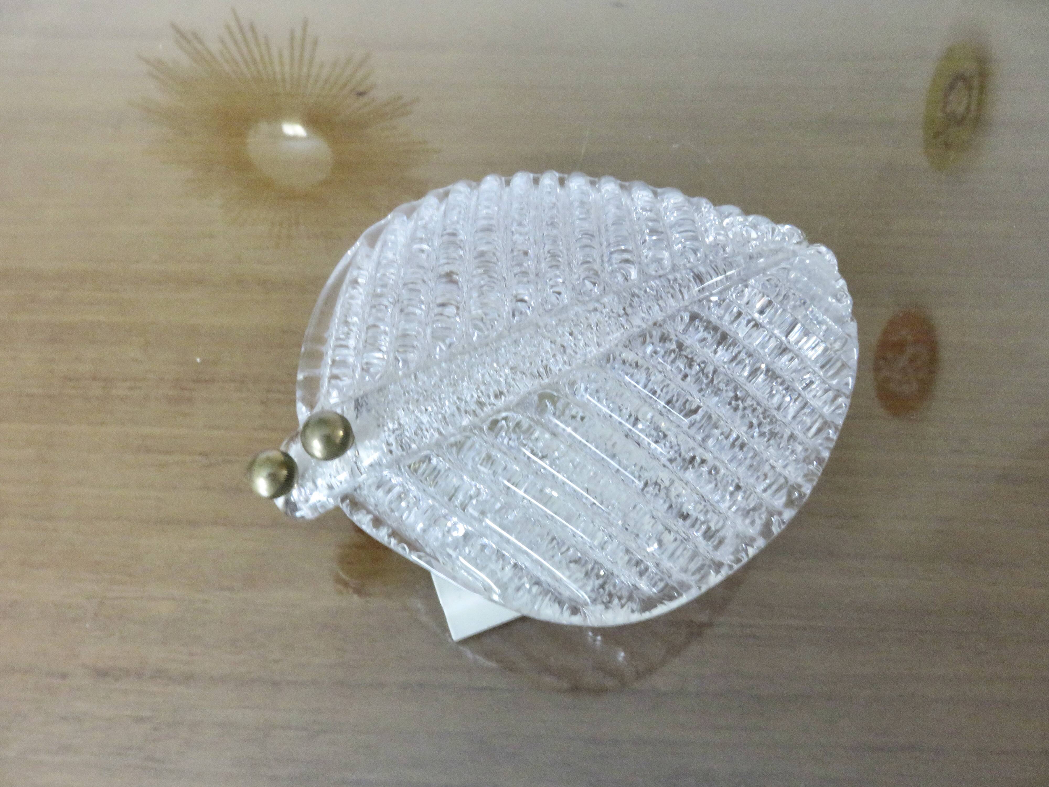 Barovier & Toso "leaf" wall lamp in Murano glass, 1970, vintage, Italy