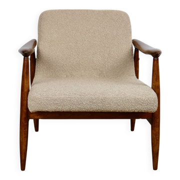 Fauteuil vintage GFM 300-202 design J.Kedziorek Loft années 70 en bouclée beige-or.