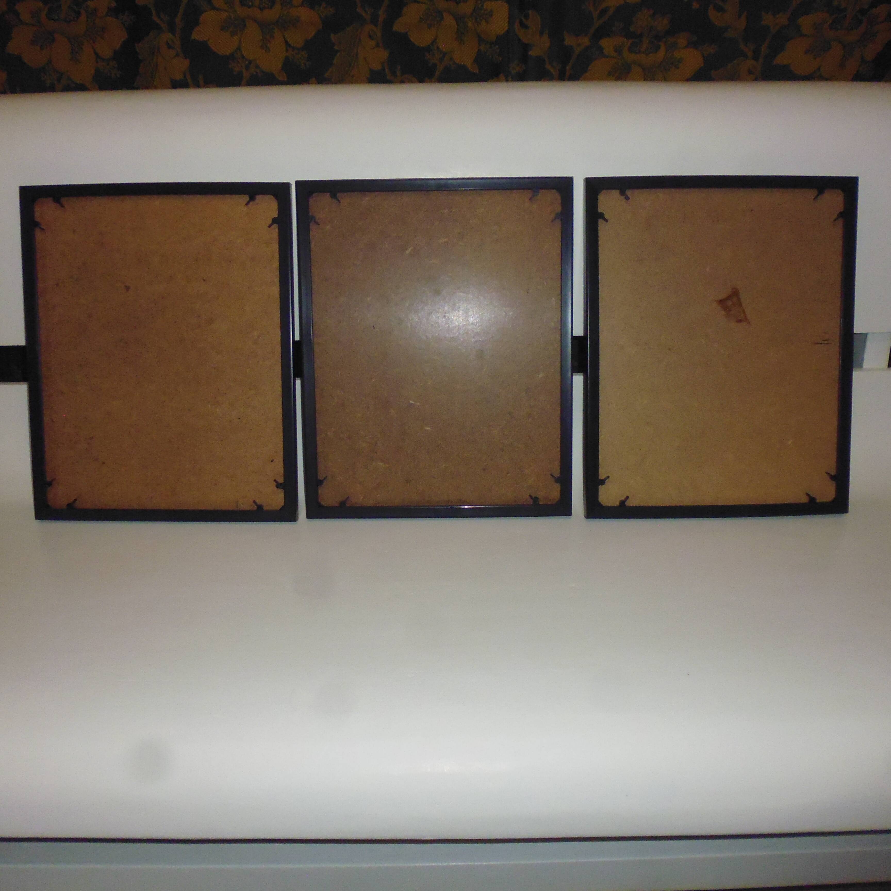 3 pink flower planks framed cyclamen, woolly ciss, lilies