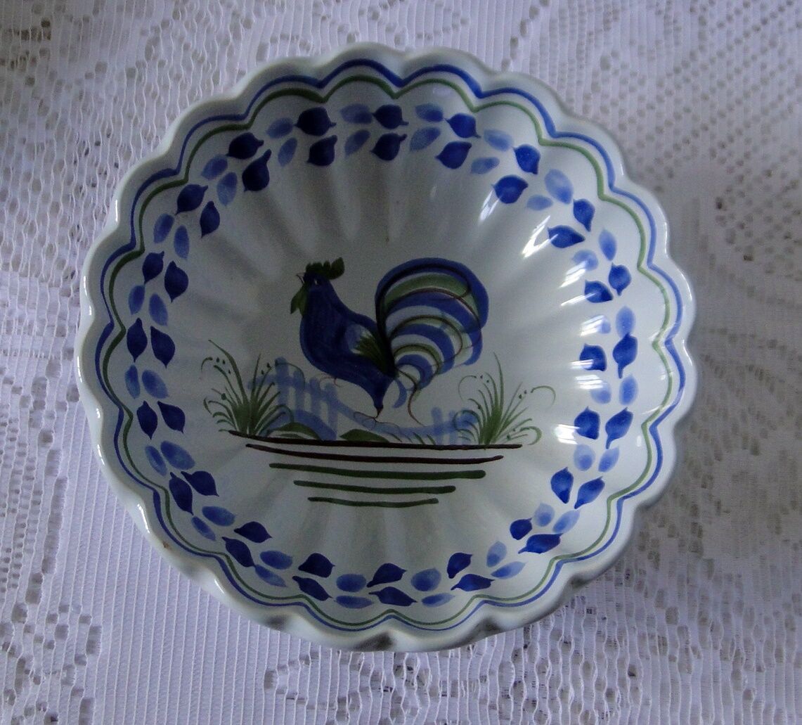 Decor cup with blue rooster hb henriot quimper