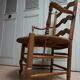 French country provence beech wood armchair with rush wicker seat