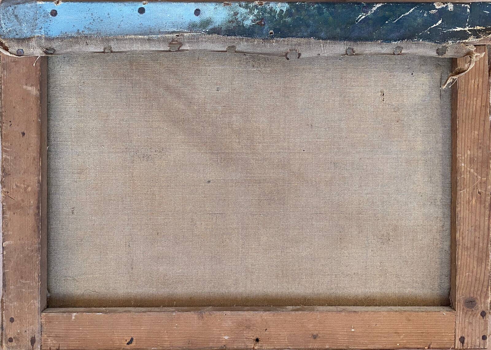 HST painting "River walk" 1883 signed Chaussemier for restoration