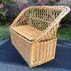 Vintage trunk bench braided rattan