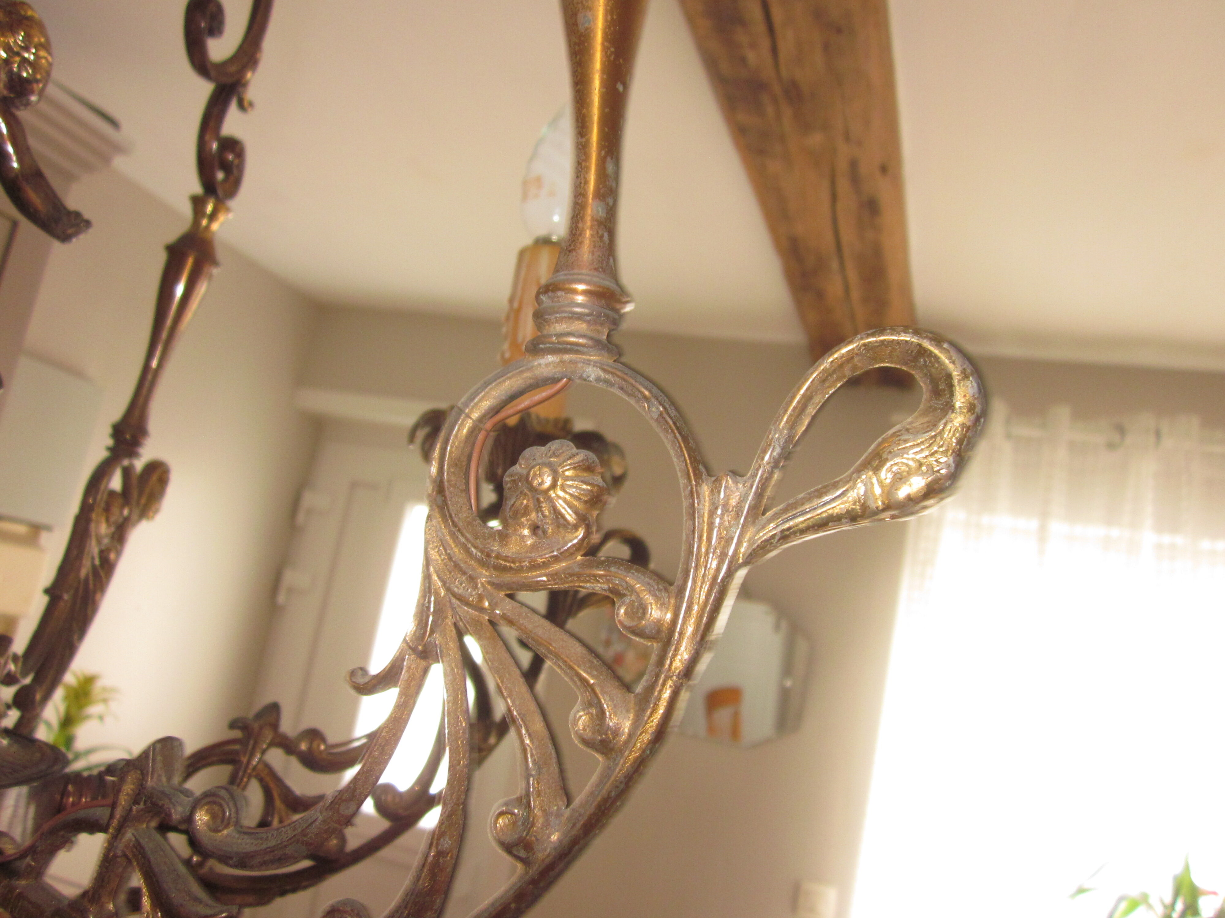 Bronze chandelier with angels