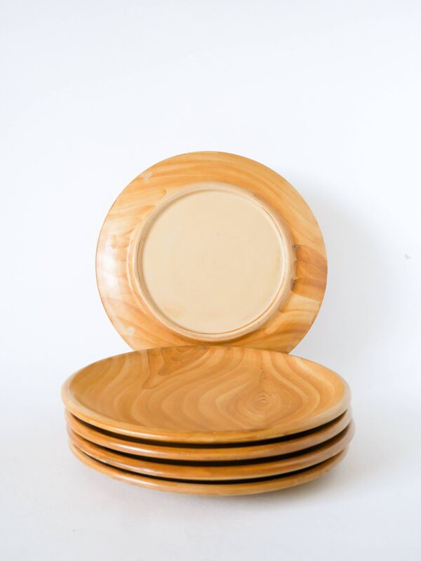 Lot de 5 assiettes plates en céramique, Vallauris Grandjean-Jourdan effet b