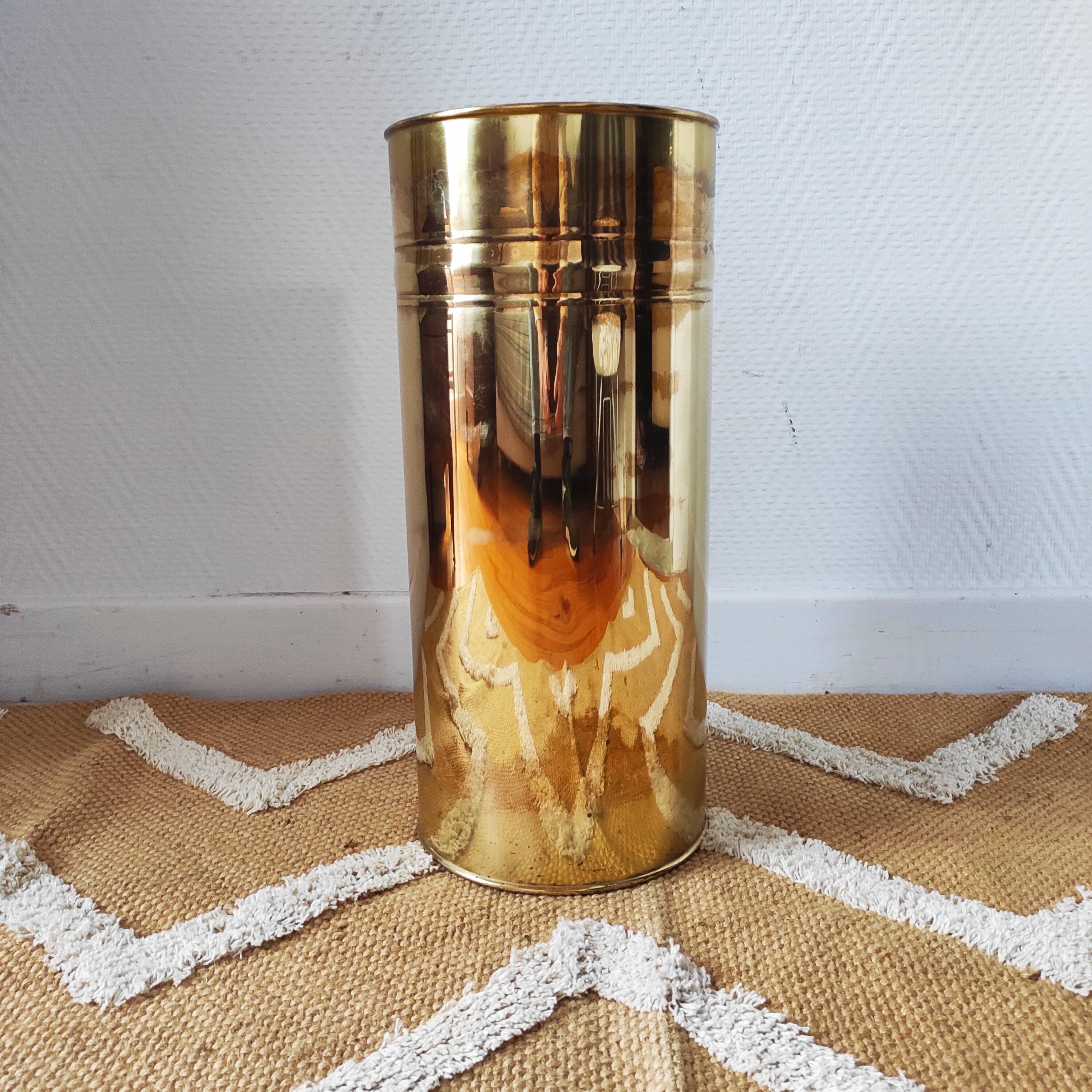 Vintage 1970s brass umbrella stand