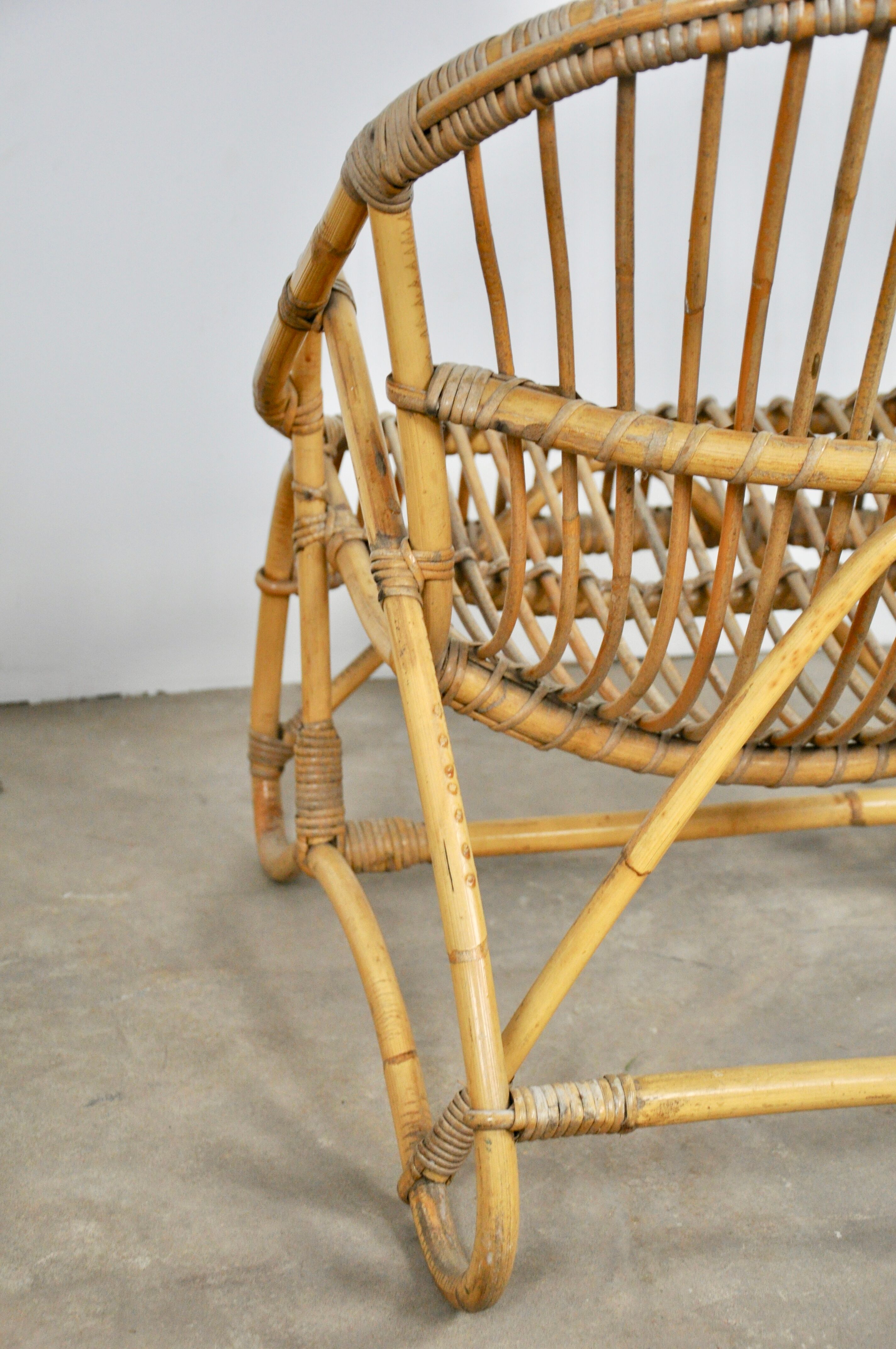 1960s pair of rattan armchairs