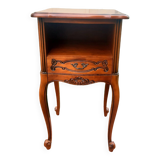 French Louis XV style wooden bedside table in cherry wood
