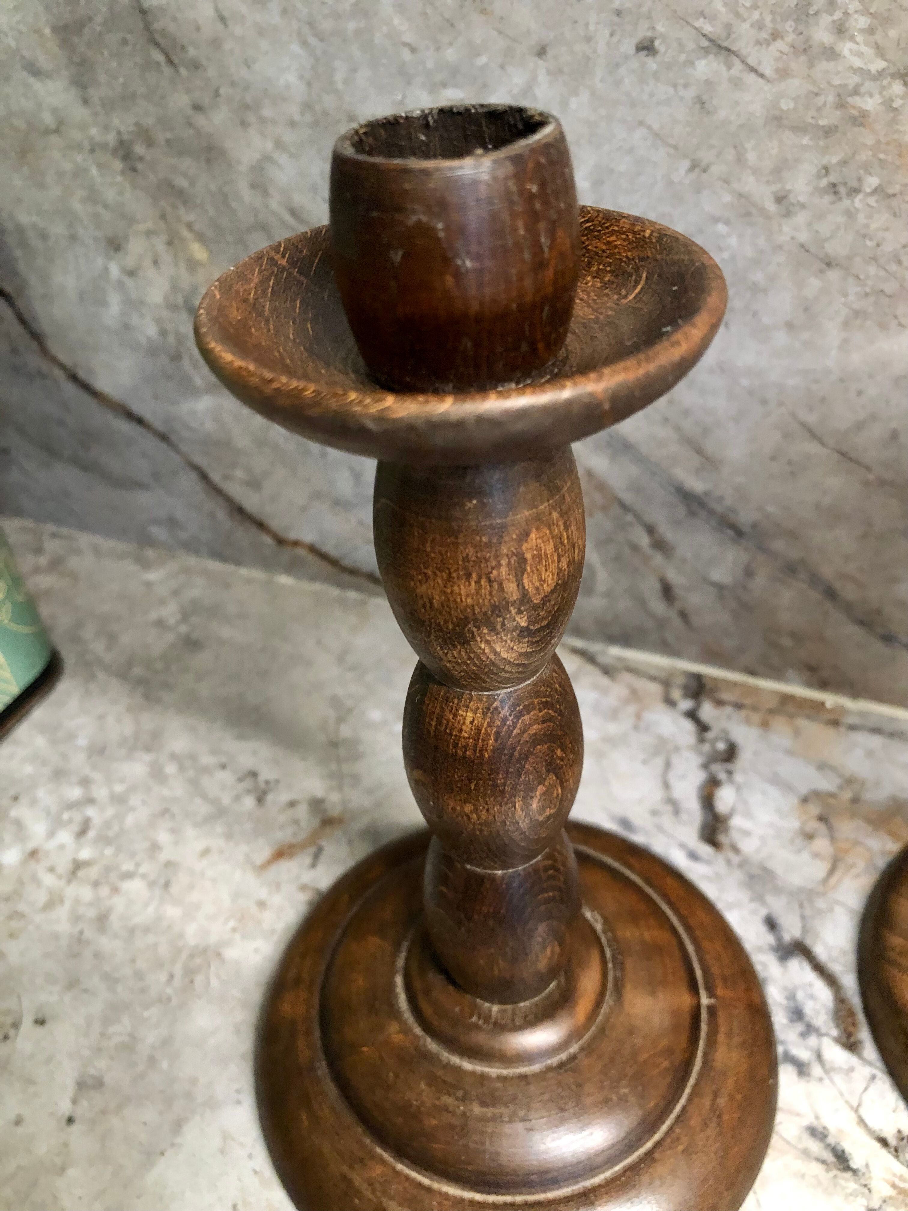 Vintage wood candle holders