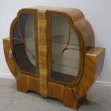 Art deco period showcase in walnut veneer
