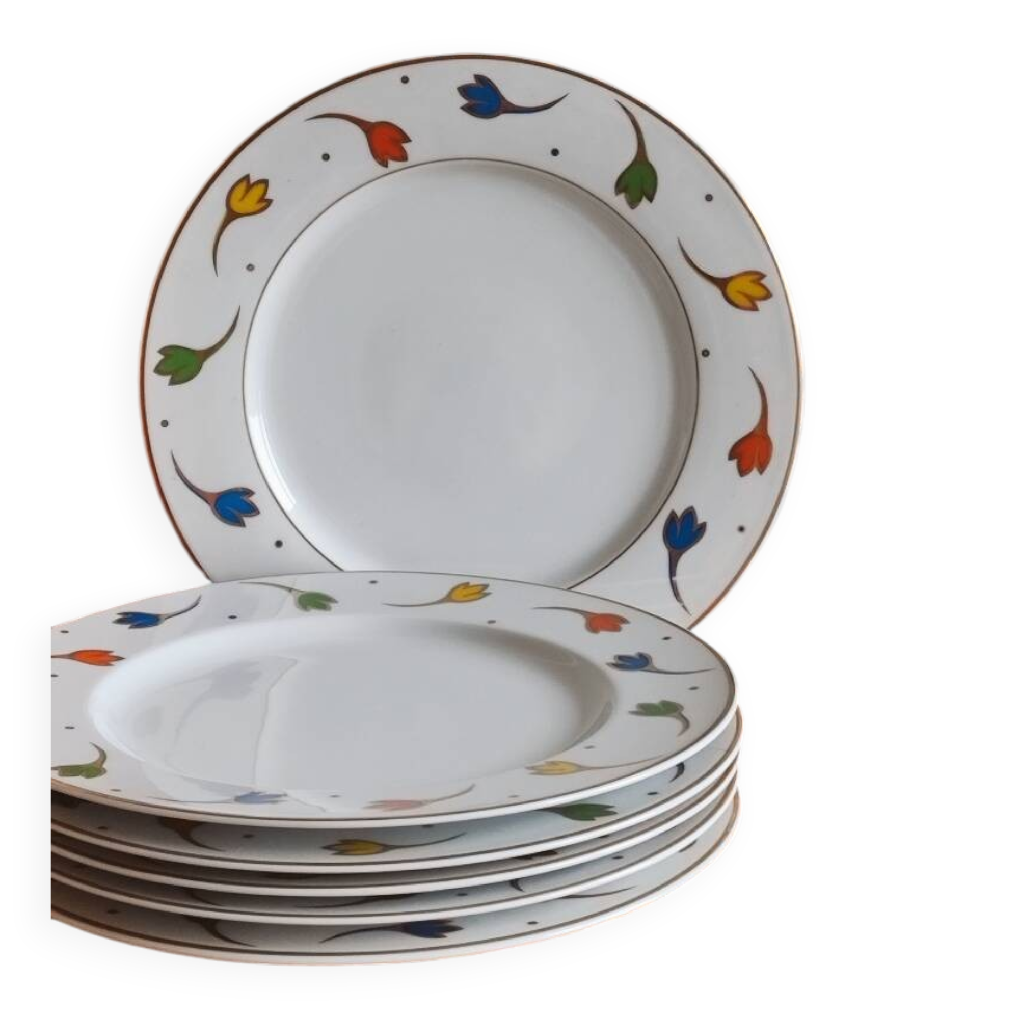 Set of porcelain plates with a frieze from Royal Limoges.