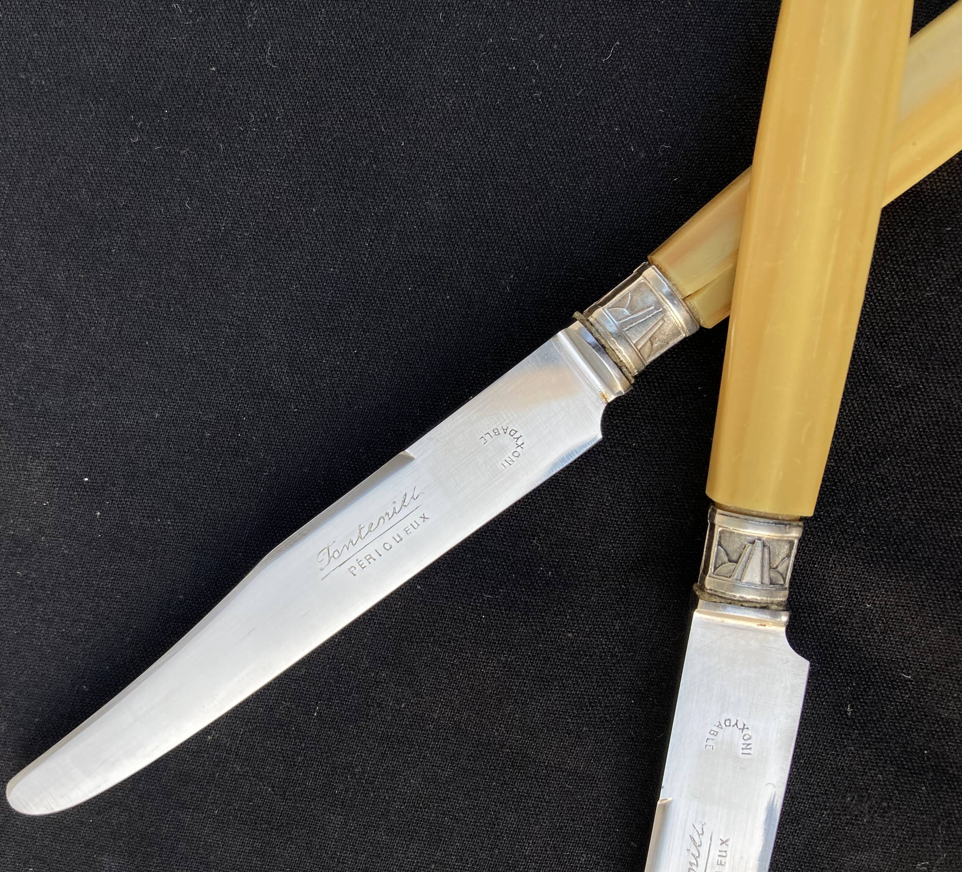 12 antique stainless steel dessert knives