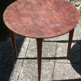 Table ronde en bois cerclée ancienne